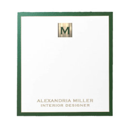 Bloc-note Monogramme Emerald Green Gold personnalisé