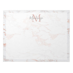 Bloc-note Monogramme en marbre or Rose chic