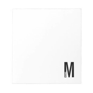 Bloc-note Monogramme et nom personnalisés gras modernes