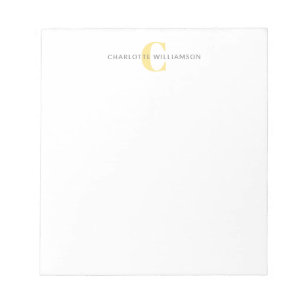 Bloc-note Monogramme et nom personnalisés simples en jaune