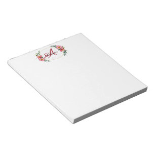 Bloc-note monogramme floral personnalisé
