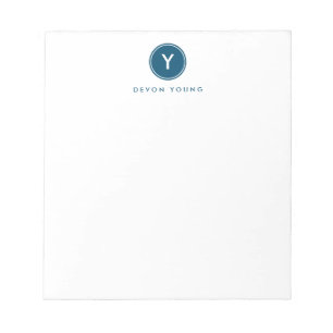Bloc-note Monogramme initial du cercle, bleu marine Personna