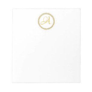 Bloc-note *~* Monogramme Initial Minimal Pailleté Or Girly N