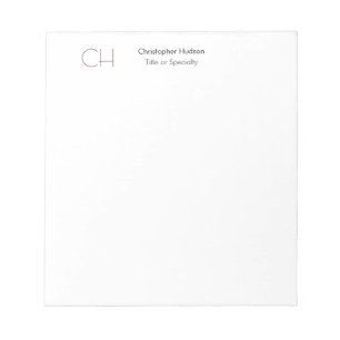 Bloc-note Monogramme Initial Moderne Minimaliste Simple