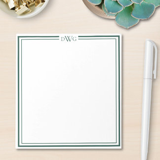 Bloc-note Monogramme Initial Personalisé Classique Nom