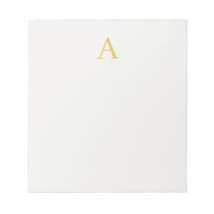 Bloc-note Monogramme initial professionnel couleur or et pas