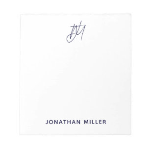 Bloc-note Monogramme minimaliste moderne blanc