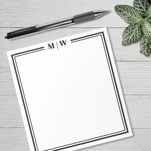 Bloc-note Monogramme Minimaliste Noir Blanc