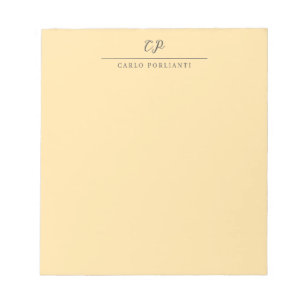 Bloc-note Monogramme Moderne Calligraphie Simple Nom Beige