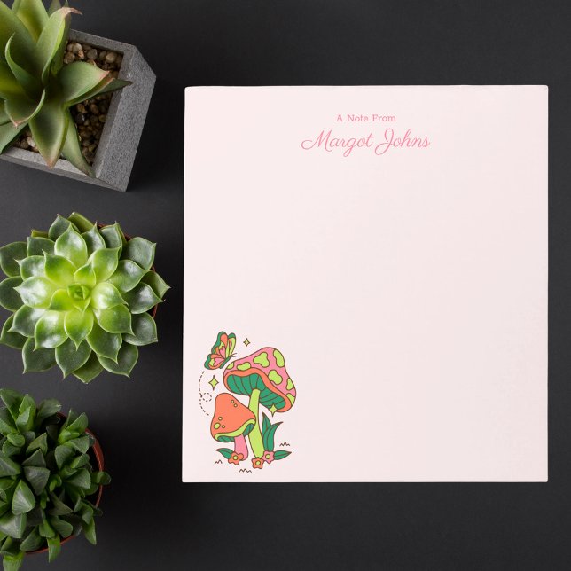 Bloc-note Monogramme Moderne Chambres De Champignons Rétro D (Créateur téléchargé)