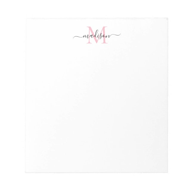 Bloc-note Monogramme moderne chic de fille Monogramme bleu r (Devant)