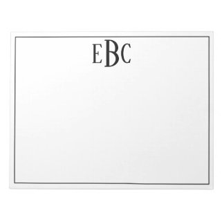 Bloc-note Monogramme Moderne Classique Noir et Blanc