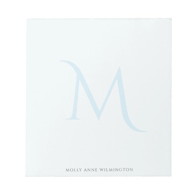 Bloc-note Monogramme moderne élégant Faded Light Blue (Devant)