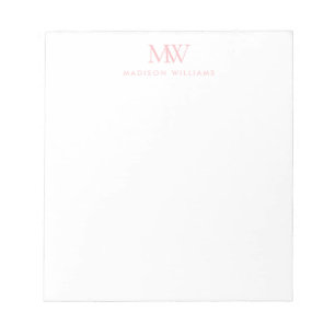 Bloc-note Monogramme Moderne Élégant Simple Rose