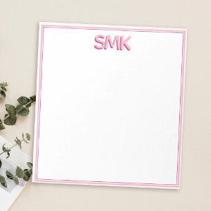 Bloc-note Monogramme Moderne Initiales Ombragées Tendances É