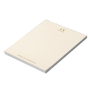 Bloc-note Monogramme Moderne Minimaliste Personnalisé Crème