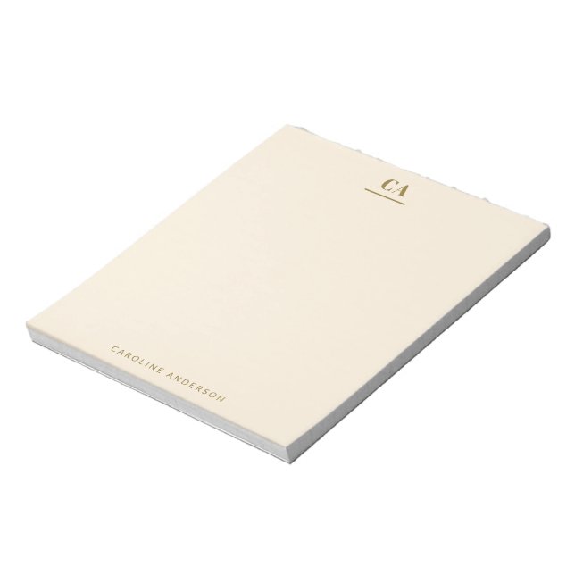 Bloc-note Monogramme Moderne Minimaliste Personnalisé Crème  (Tourné)