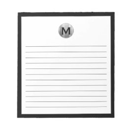 Bloc-note Monogramme moderne noir et argent