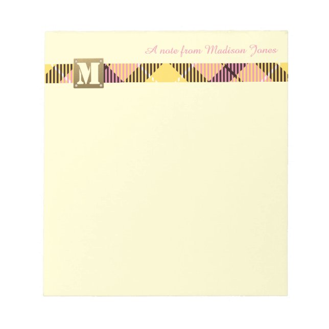 Bloc-note Monogramme moderne Nom de script professionnel Tar (Devant)
