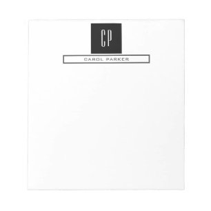 Bloc-note Monogramme moderne Professional Plain Nom simple