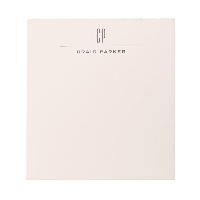 Bloc-note Monogramme Moderne Professionnel Couleur Pastel Si (Devant)