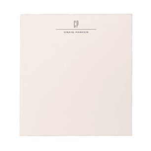 Bloc-note Monogramme Moderne Professionnel Couleur Pastel Si
