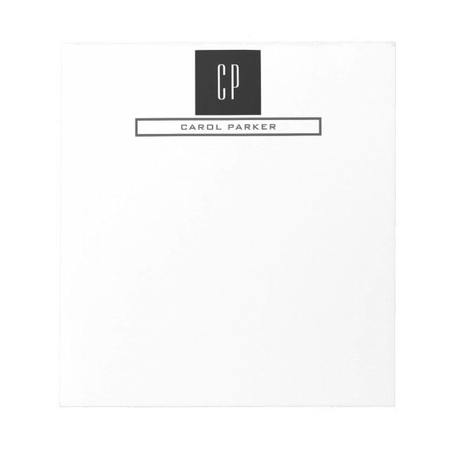 Bloc-note Monogramme Moderne Professionnel Nom Simple (Devant)