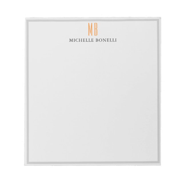 Bloc-note Monogramme Moderne Professionnel Simple Minimalist (Devant)