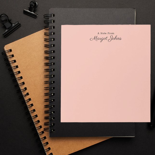 Bloc-note Monogramme moderne Simple Blush rose et noir (Créateur téléchargé)