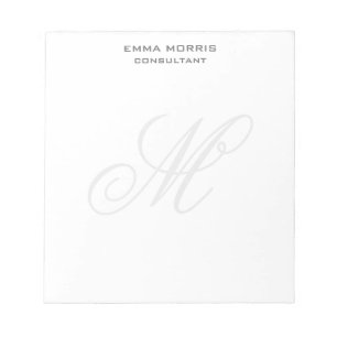 Bloc-note Monogramme Moderne Simple Minimaliste Uni