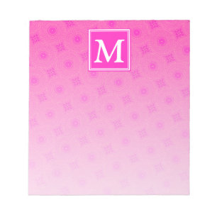 Bloc-note Monogramme motif rose chaud cercles