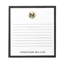 Bloc-note Monogramme noir blanc or lié