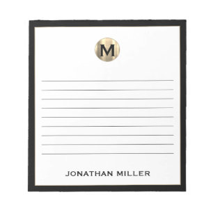 Bloc-note Monogramme noir blanc or lié
