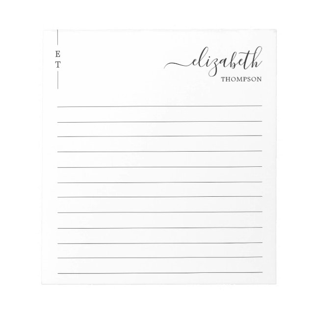 Bloc-note Monogramme noir et blanc classique simple (Devant)
