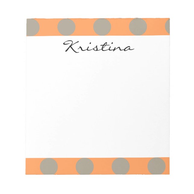 Bloc-note Monogramme Orange Grey Chic Cute Polka Motif (Devant)