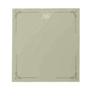Bloc-note Monogramme personnalisé Initiale élégante vert s