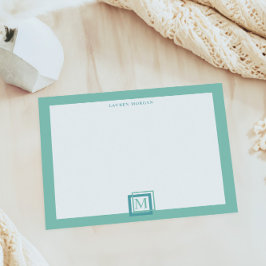 Bloc-note Monogramme personnalisé turquoise pastel moderne
