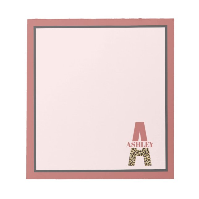 Bloc-note Monogramme personnalisé Un Empreinte de léopard ro (Devant)