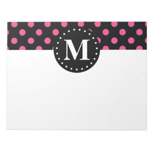 Bloc-note Monogramme Pois noir rose chaud