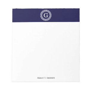 Bloc-note Monogramme principal grec blanc d'initiale de