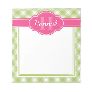 Bloc-note Monogramme rose blanc vert pour Motif