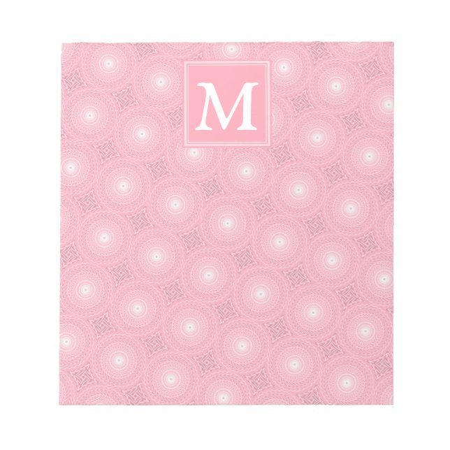 Bloc-note Monogramme rose cercles motif (Devant)