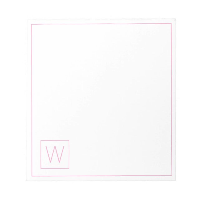 Bloc-note Monogramme rose et blanc simple (Devant)