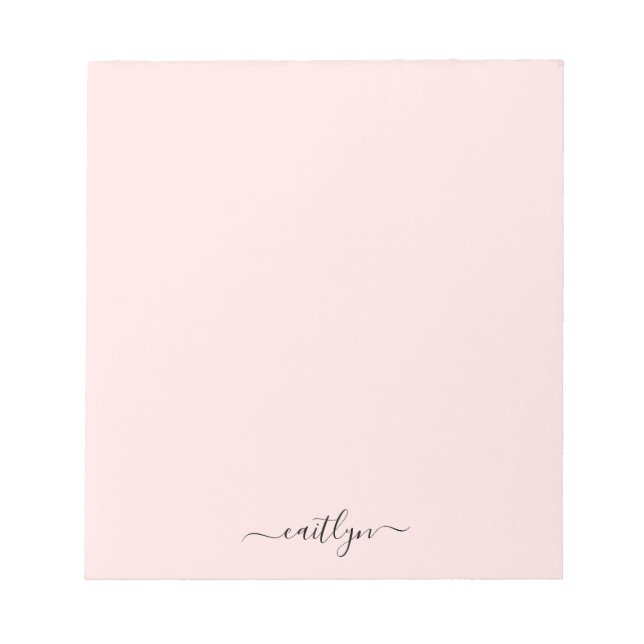 Bloc-note Monogramme rose girly écriture moderne personnalis (Devant)