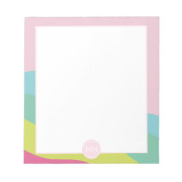 Bloc-note Monogramme rose moderne ondes abstraites girly Blo