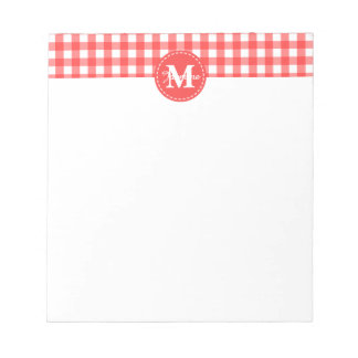 Bloc-note Monogramme rouge blanc En vichy Motif chèque