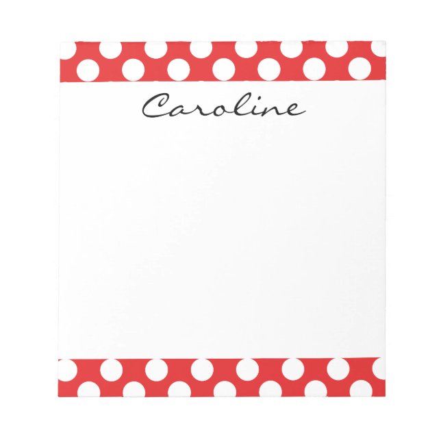 Bloc-note Monogramme Rouge Blanc tendance Motif de point Pol (Devant)