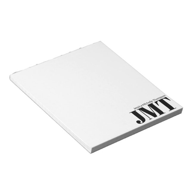 Bloc-note Monogramme simple blanc et noir (Incliné)