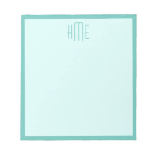 Bloc-note Monogramme trois nom Modèle Turquoise