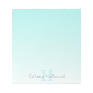 Bloc-note Monogramme Turquoise personnalisé et script de nom